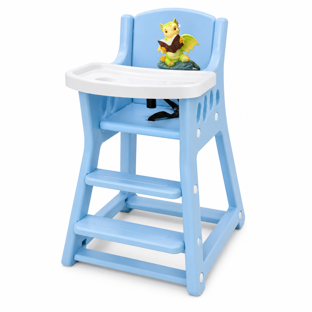 كرسي طعام بلاستيكي مرتفع للأطفال بصينية – أزرق | Kids Plastic High Chair