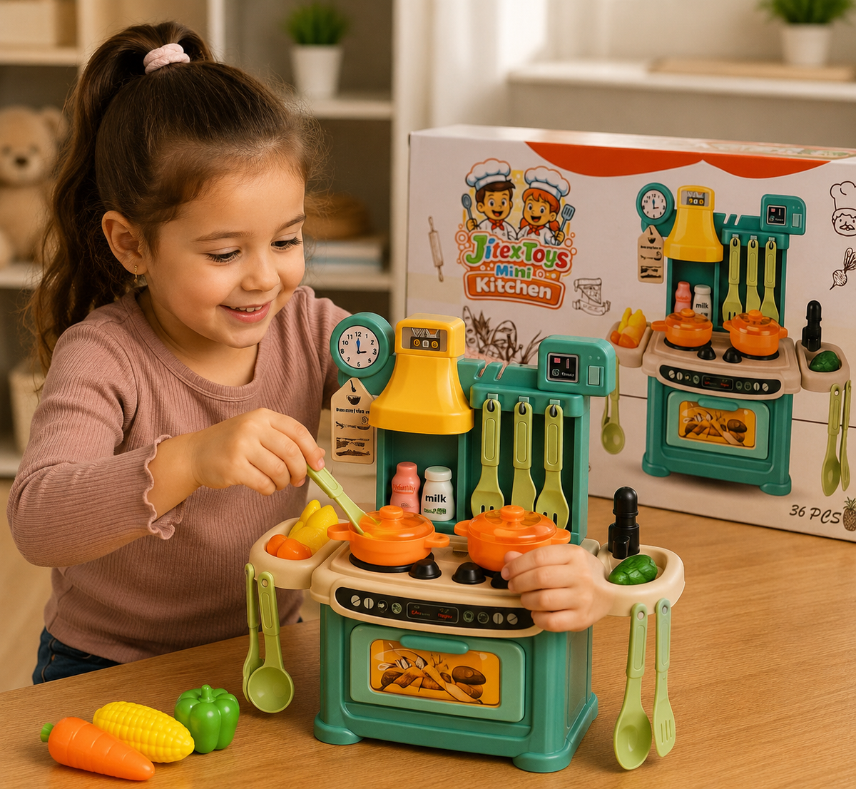 طقم مطبخ أطفال ميني 36 قطعة | Jitex Toys Mini Kitchen 36-Piece Playset