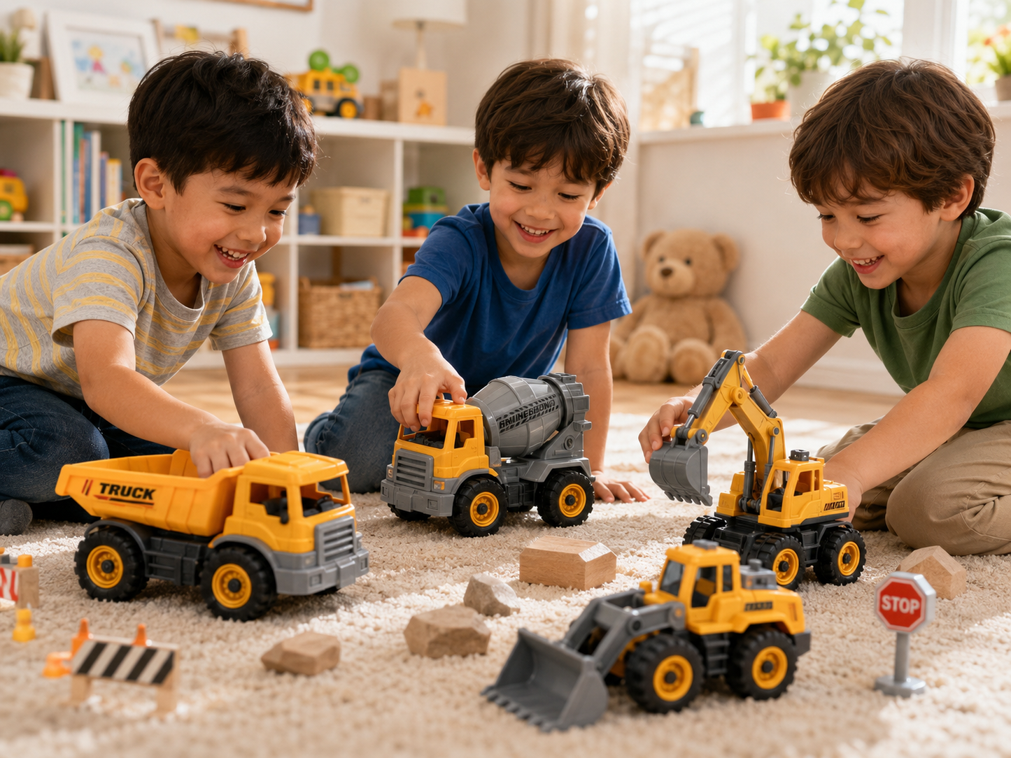طقم شاحنات بناء سيتي كار للأطفال | City Car Construction Trucks Set