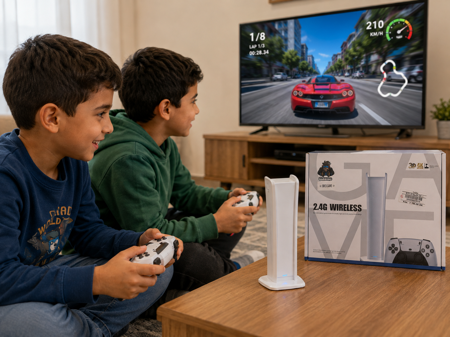 جهاز ألعاب منزلي 2.4G لاسلكي بذراعي تحكم ودقة 4K | Wireless Game Console