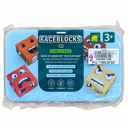 لعبة مكعبات تعابير الوجوه FaceBlocks مع بطاقات Truth or Dare | FaceBlocks Expression Cubes JX-828