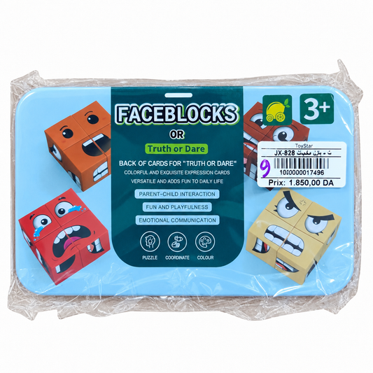 لعبة مكعبات تعابير الوجوه FaceBlocks مع بطاقات Truth or Dare | FaceBlocks Expression Cubes JX-828