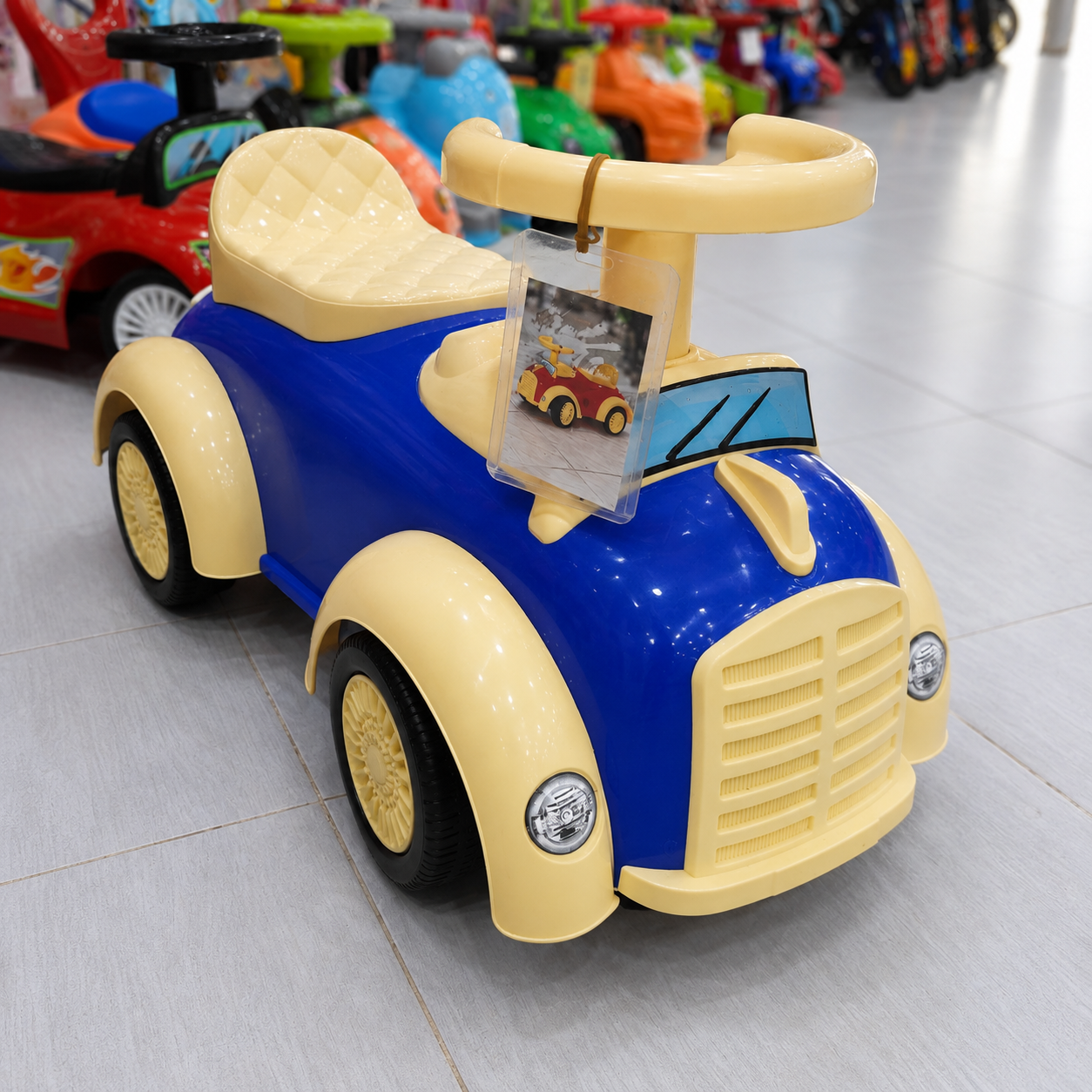سيارة دفع للأطفال بتصميم كلاسيكي أزرق | Classic Ride On Car