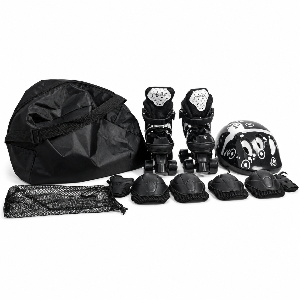 طقم تزحلق باور مع خوذة وواقيات وحقيبة | Power Roller Skates Set with Helmet & Protective Gear