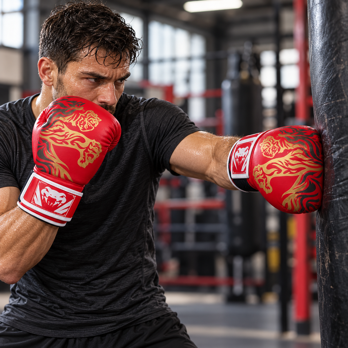 قفازات ملاكمة Venum – أحمر بنقوش ذهبية | Venum Boxing Gloves Red & Gold