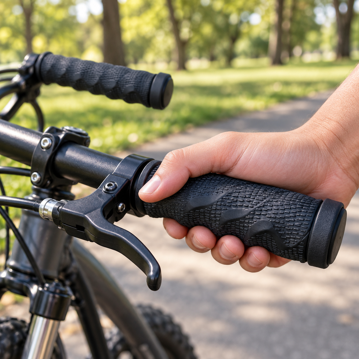 زوج مقابض دراجة سوداء بنقشة بارزة 2981 Black Bicycle Grips 2981