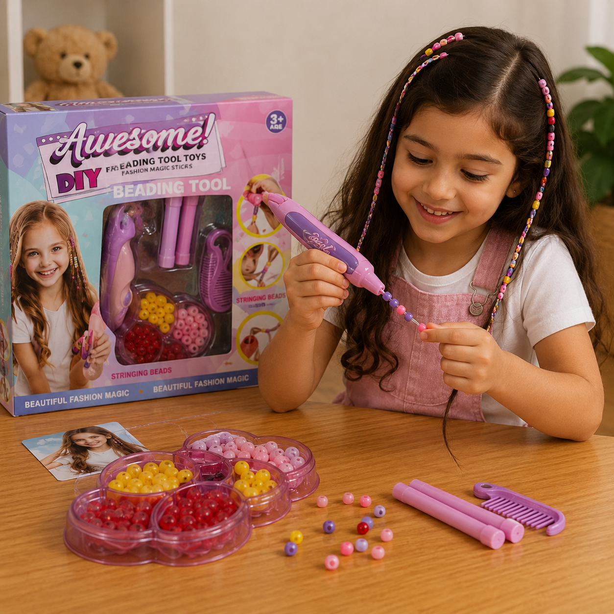 طقم تزيين الشعر بالخيوط والخرز | Awesome DIY Hair Beading Tool Set