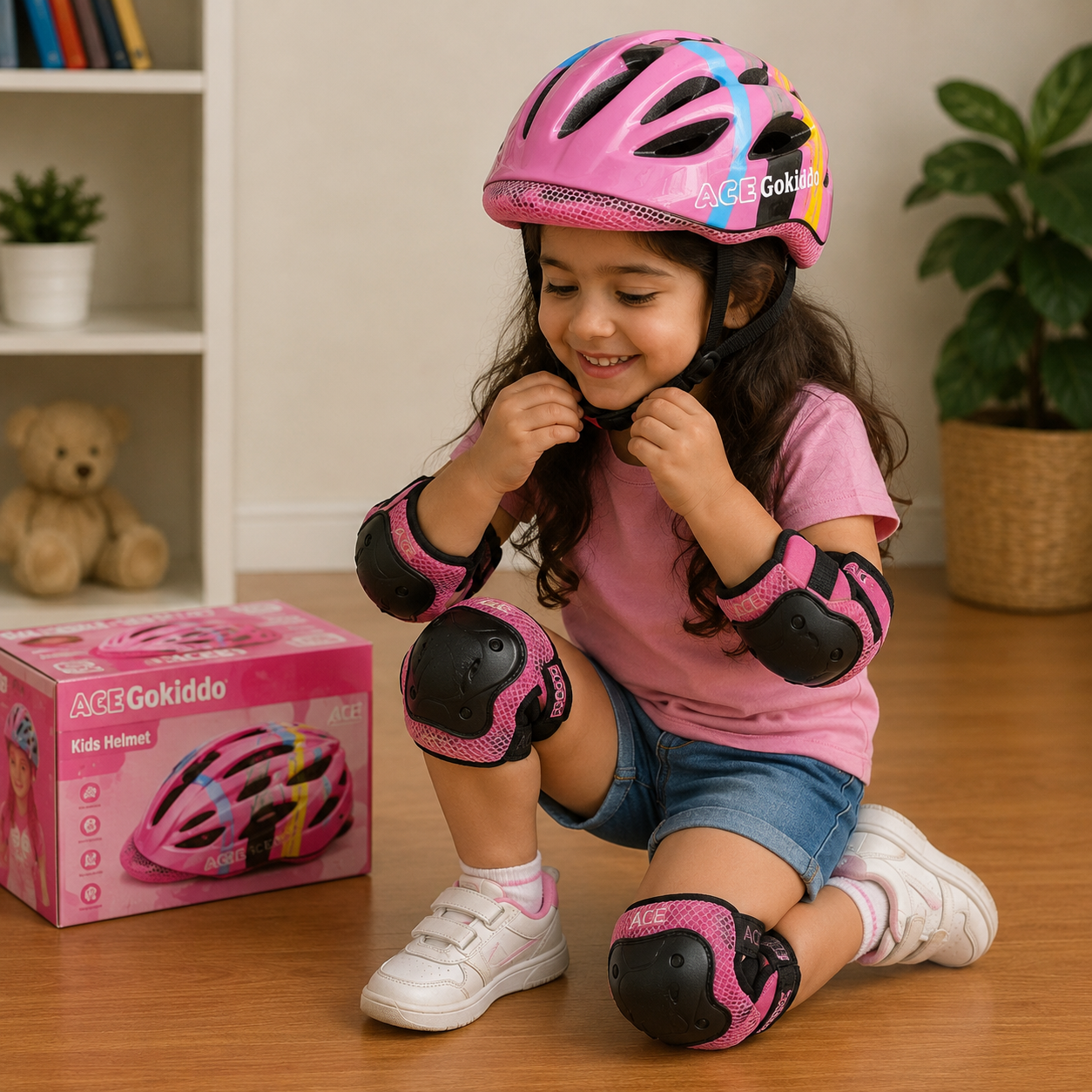 خوذة حماية للأطفال مع واقيات الركبة والمرفق | Kids Protective Helmet Set