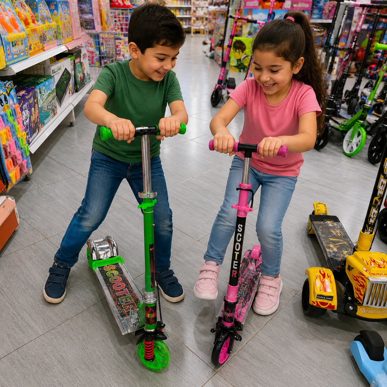سكوتر أطفال بعجلتين مع مساكات مريحة | Kids Two-Wheel Scooter