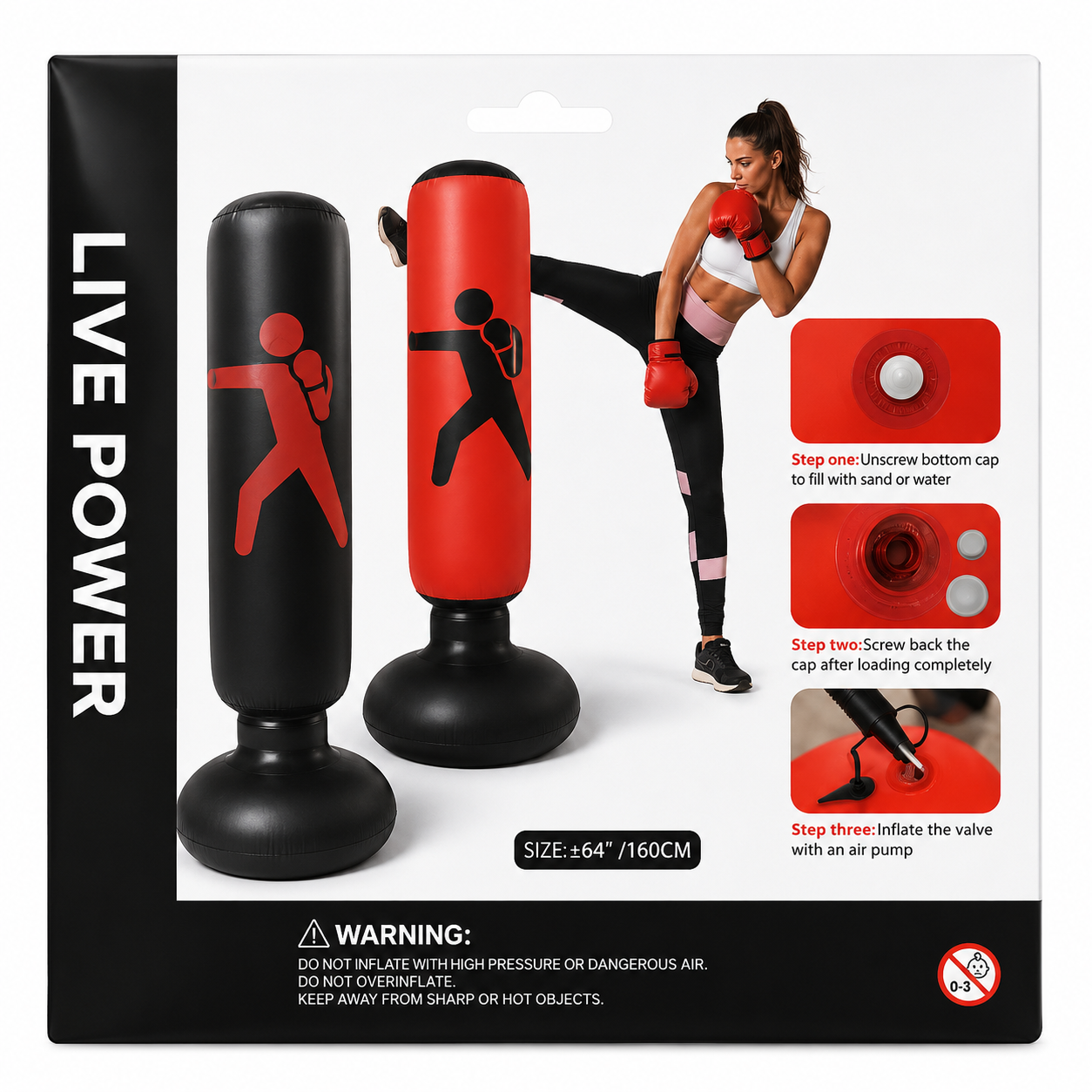 كيس ملاكمة قابل للنفخ للأطفال والكبار بحجم 160cm | Inflatable Punching Bag
