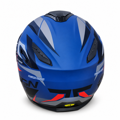 خوذة دراجة نارية 887 بزجاج واقٍ – أزرق وأحمر 887 Motorcycle Helmet with Visor