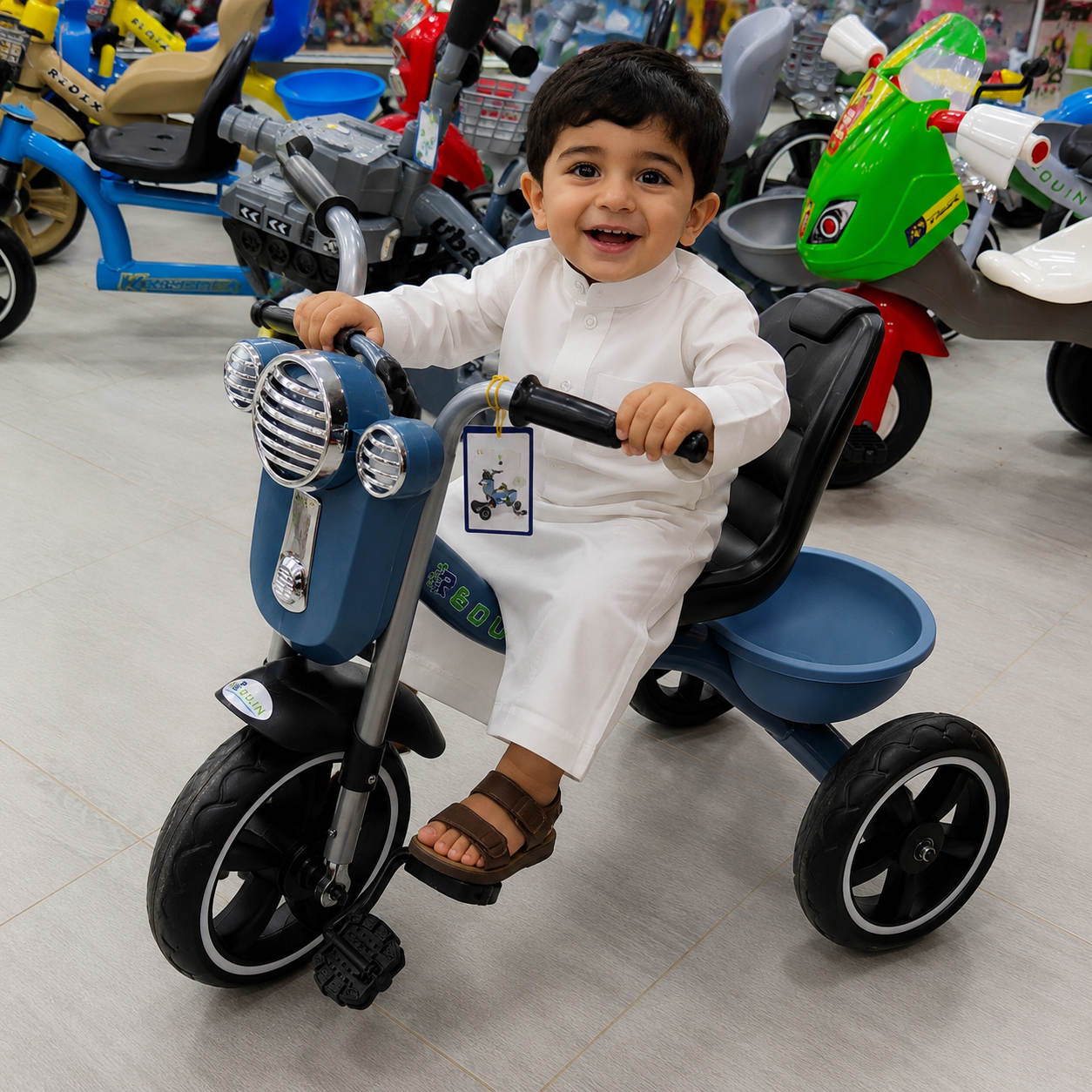 دراجة ثلاثية للأطفال بمقعد مريح وسلة خلفية | Kids Tricycle with Back Basket