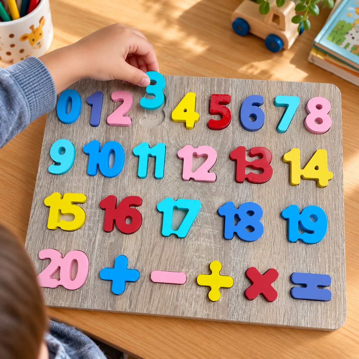 لوحة الأرقام الخشبية من 0 إلى 20 | Wooden Numbers Puzzle Board 0-20