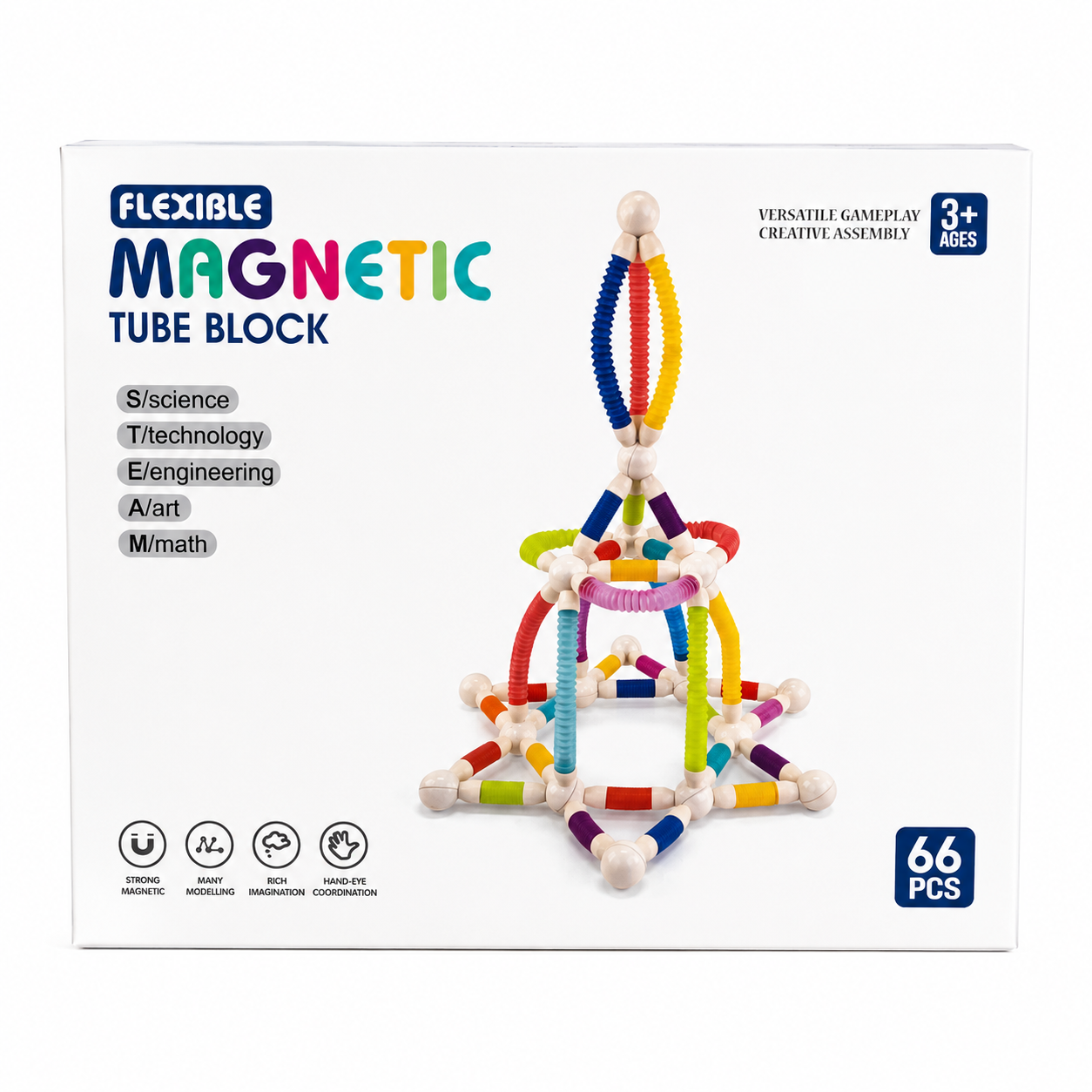 لعبة تركيب مغناطيسية تعليمية | Flexible Magnetic Tube Block