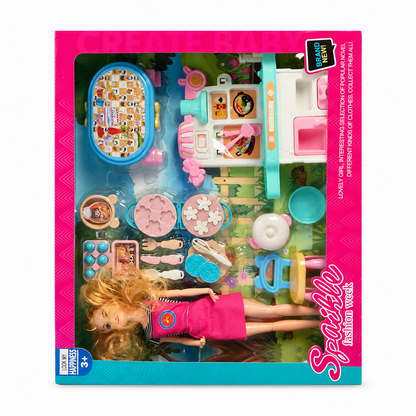 طقم دمية مع مطبخ وإكسسوارات | Sparkle Fashion Week Doll Kitchen Set