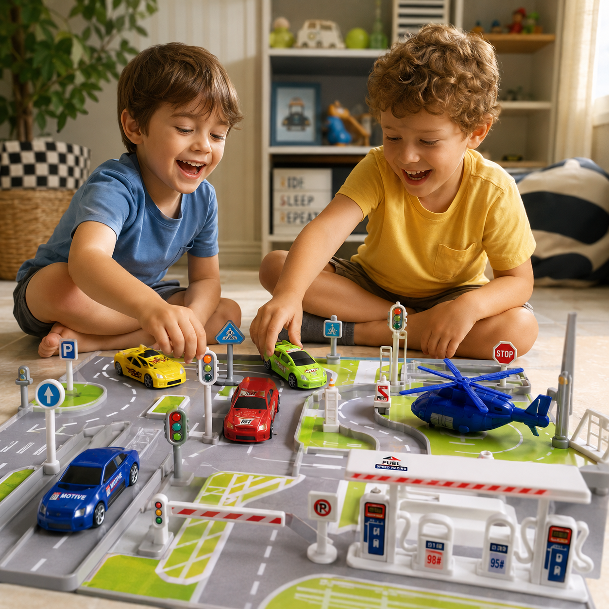 مجموعة سباق الشوارع بالسيارات المتحركة | Street Racing Speed Playset