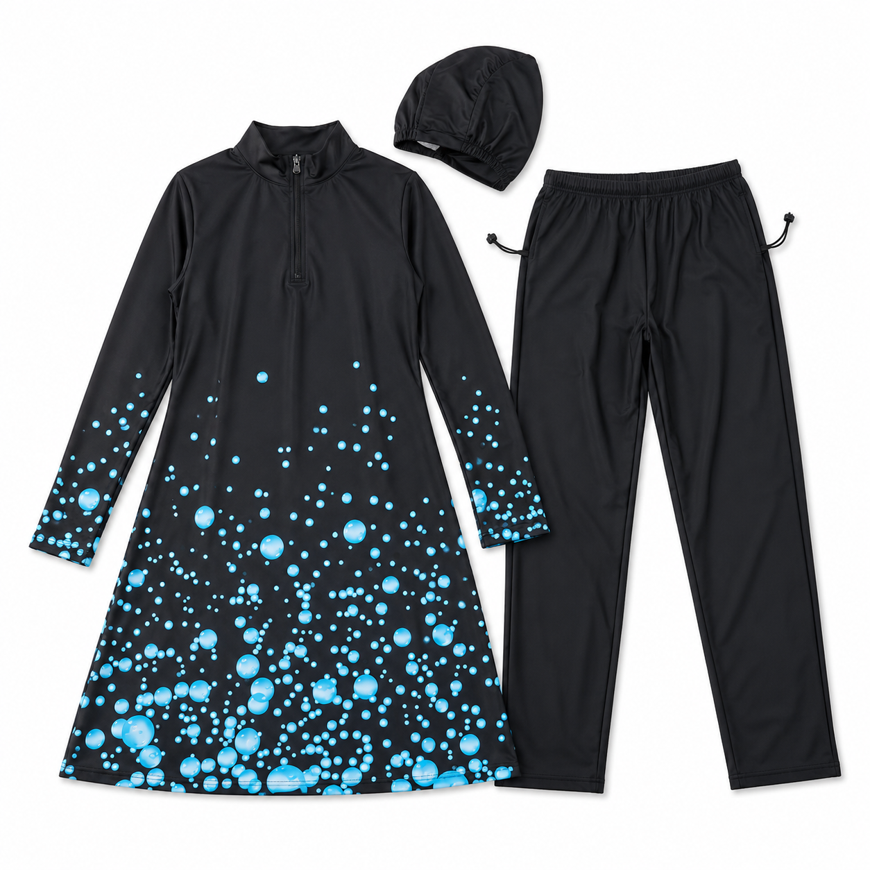 بدلة سباحة محتشمة نسائية مع قبعة – مقاس 3XL | Modest Women Swimwear Set with Cap