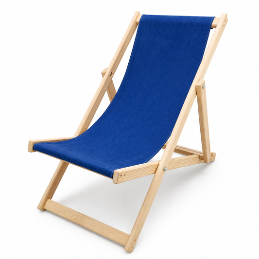 كرسي شاطئ خشبي أزرق قابل للطي | Blue Wooden Folding Beach Chair