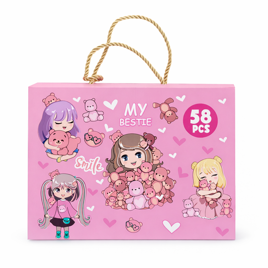 حقيبة رسم وتلوين للأطفال 58 قطعة – My Bestie Art Set 58 PCS مجموعة فنية رائعة للبنات والأطفال تمنحهم وقتًا ممتعًا مليئًا بالإبداع والتسلية