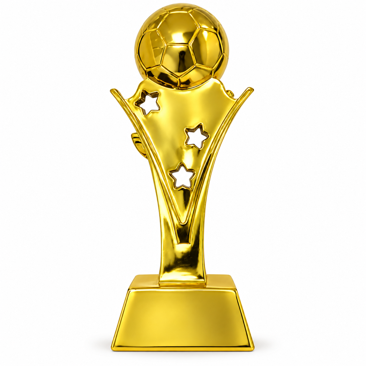كأس رياضي ذهبي بكرة قدم ونجوم 3212-4 | Golden Football Trophy with Stars 3212-4