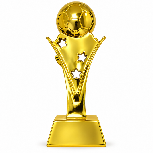 كأس رياضي ذهبي بكرة قدم ونجوم 3212-4 | Golden Football Trophy with Stars 3212-4