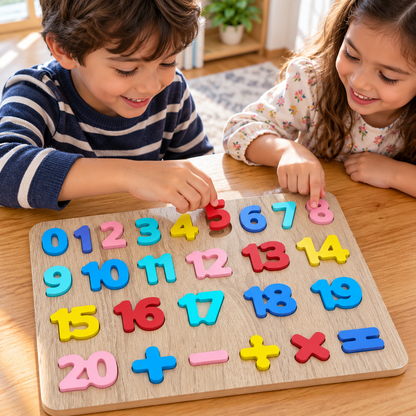 لوحة الأرقام الخشبية من 0 إلى 20 | Wooden Numbers Puzzle Board 0-20
