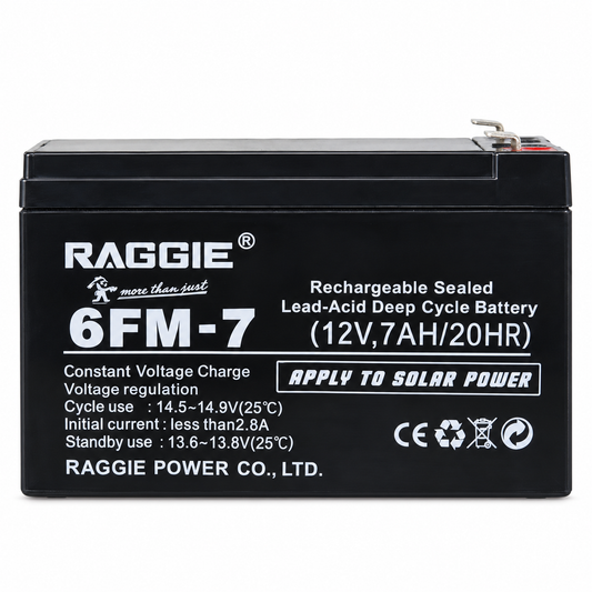 بطارية رصاصية RAGGIE 6FM-7 قابلة للشحن 12V 7Ah RAGGIE 6FM-7 Sealed Lead-Acid Battery