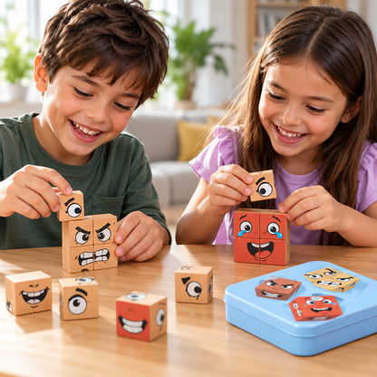 لعبة مكعبات تعابير الوجوه FaceBlocks مع بطاقات Truth or Dare | FaceBlocks Expression Cubes JX-828