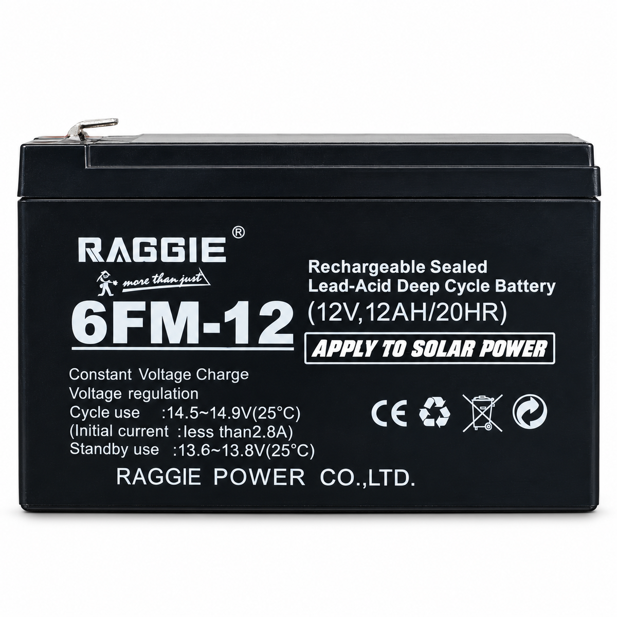بطارية رصاصية RAGGIE 6FM-12 قابلة للشحن 12V 12Ah RAGGIE 6FM-12 Sealed Lead-Acid Battery