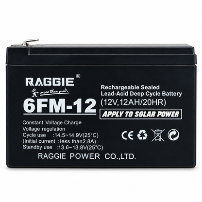 بطارية رصاصية RAGGIE 6FM-12 قابلة للشحن 12V 12Ah RAGGIE 6FM-12 Sealed Lead-Acid Battery