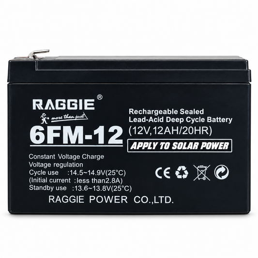 بطارية رصاصية RAGGIE 6FM-12 قابلة للشحن 12V 12Ah RAGGIE 6FM-12 Sealed Lead-Acid Battery