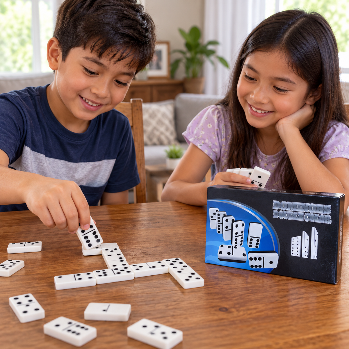 لعبة دومينو ثنائية اللون – علبة سوداء فضية | Dominoes Double Color