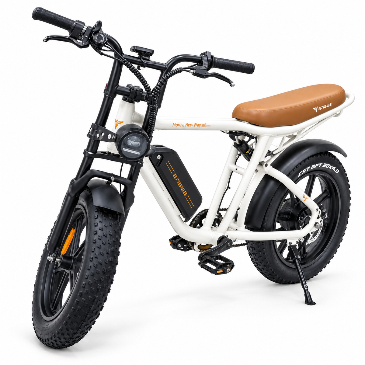 دراجة كهربائية ENGWE M20 بتصميم موطو كلاسيكي – أبيض | ENGWE M20 Moped-Style E-Bike
