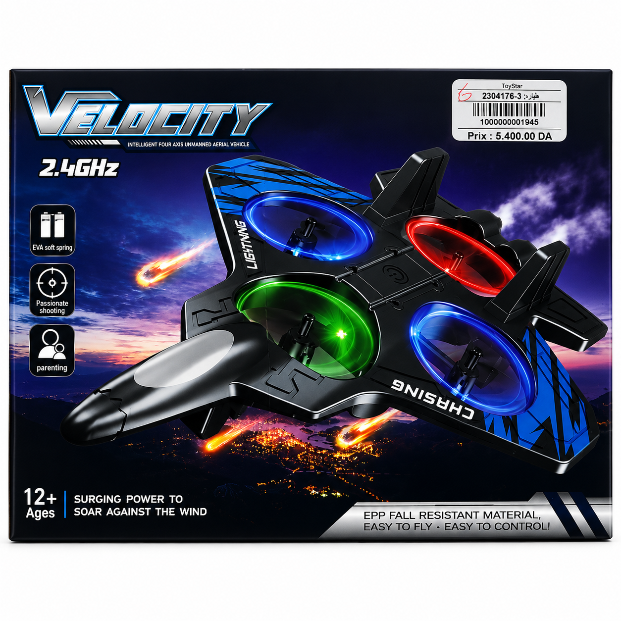 طائرة درون Velocity بالتحكم عن بعد | Velocity 2.4GHz RC Drone Aircraft