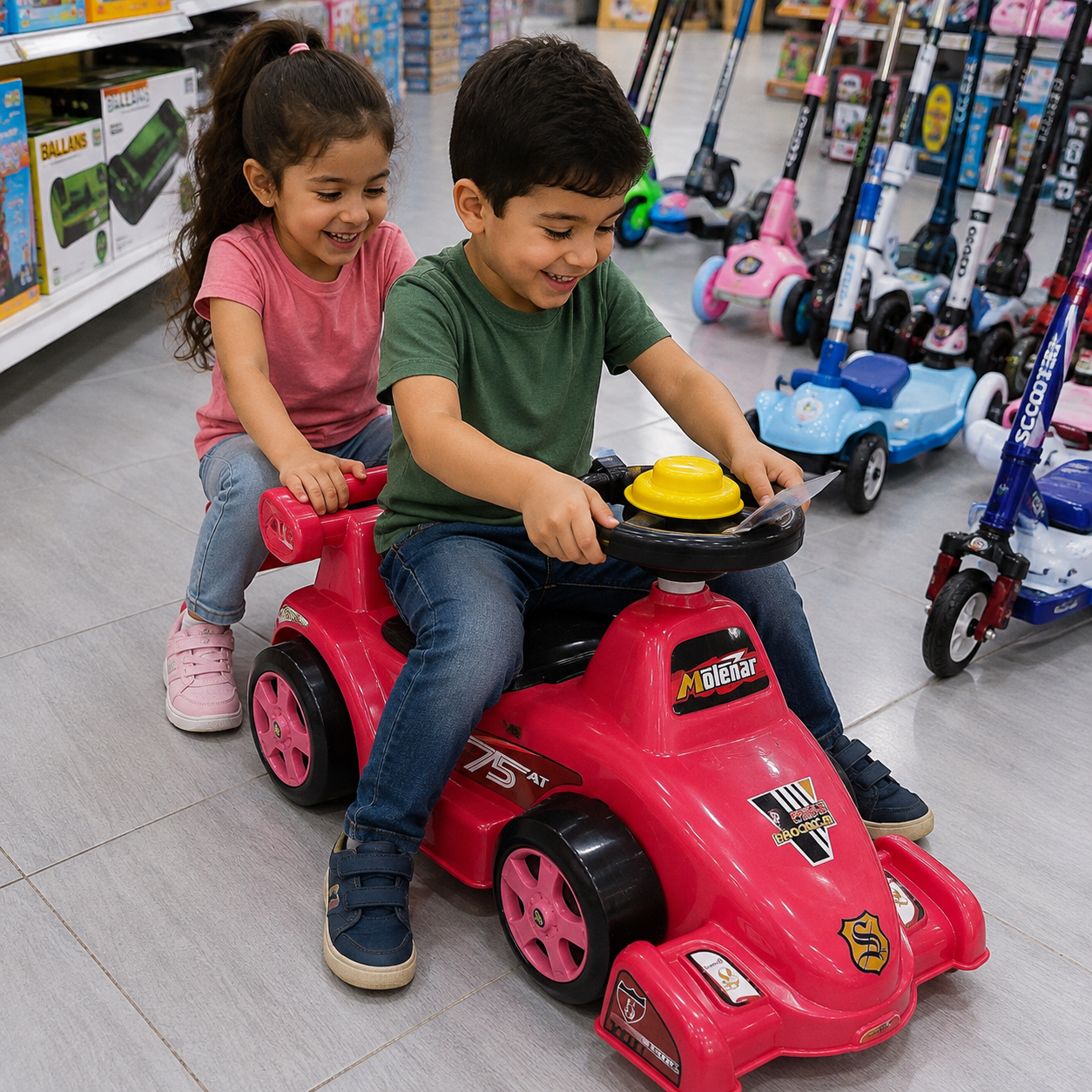 سيارة ركوب للأطفال بدون دواسات وردية | Kids Ride-On Push Car - Pink