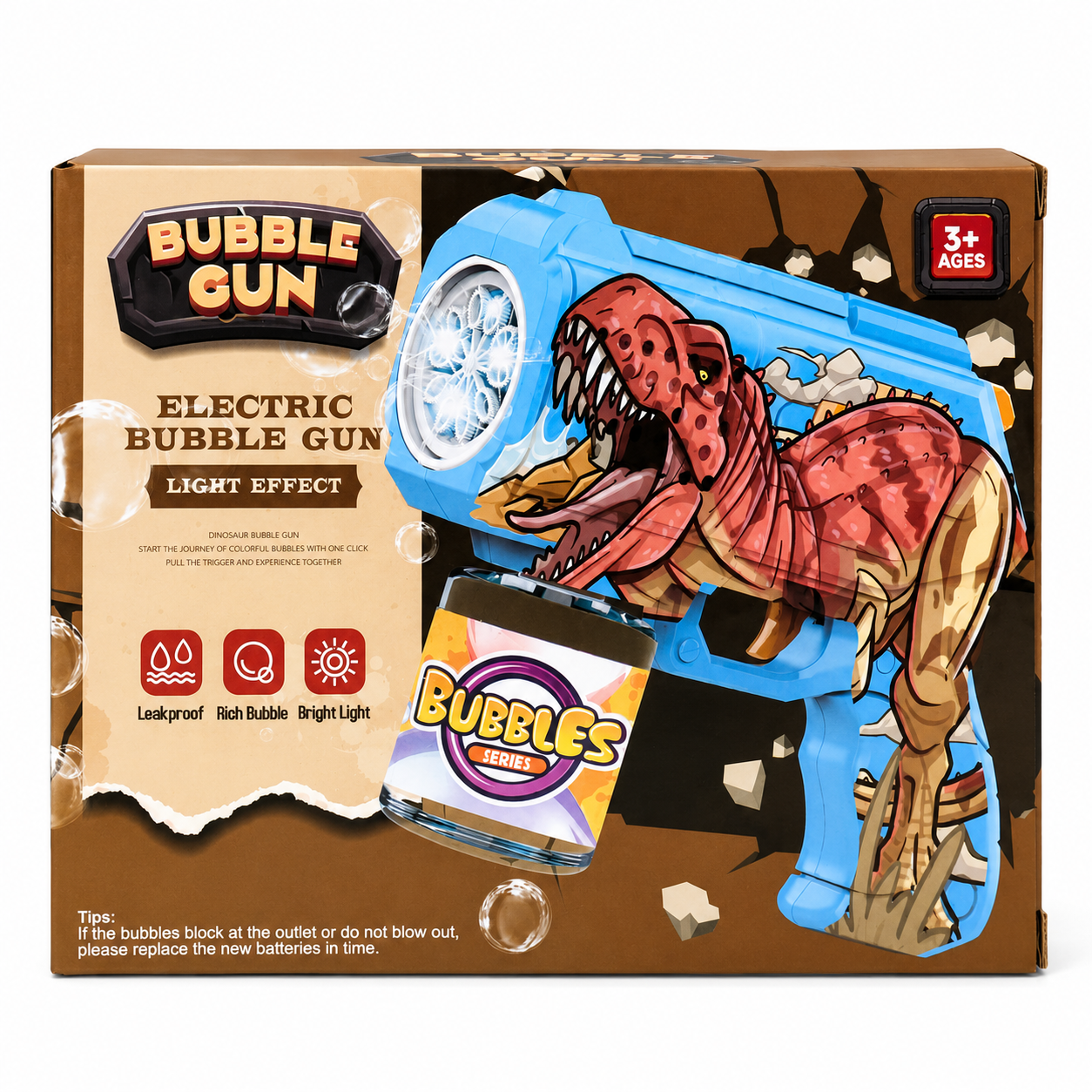 مسدس فقاعات كهربائي شكل ديناصور +3 سنوات | Dinosaur Electric Bubble Gun