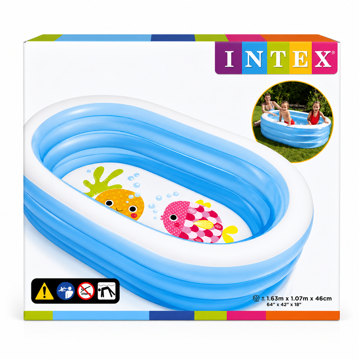 مسبح أطفال INTEX قابل للنفخ بحجم 1.63m × 1.07m × 46cm