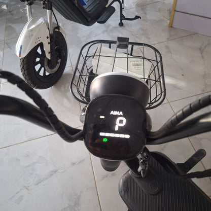 دراجة كهربائية AIMA بمقعدين وسلة أمامية – أسود | Electric Bike