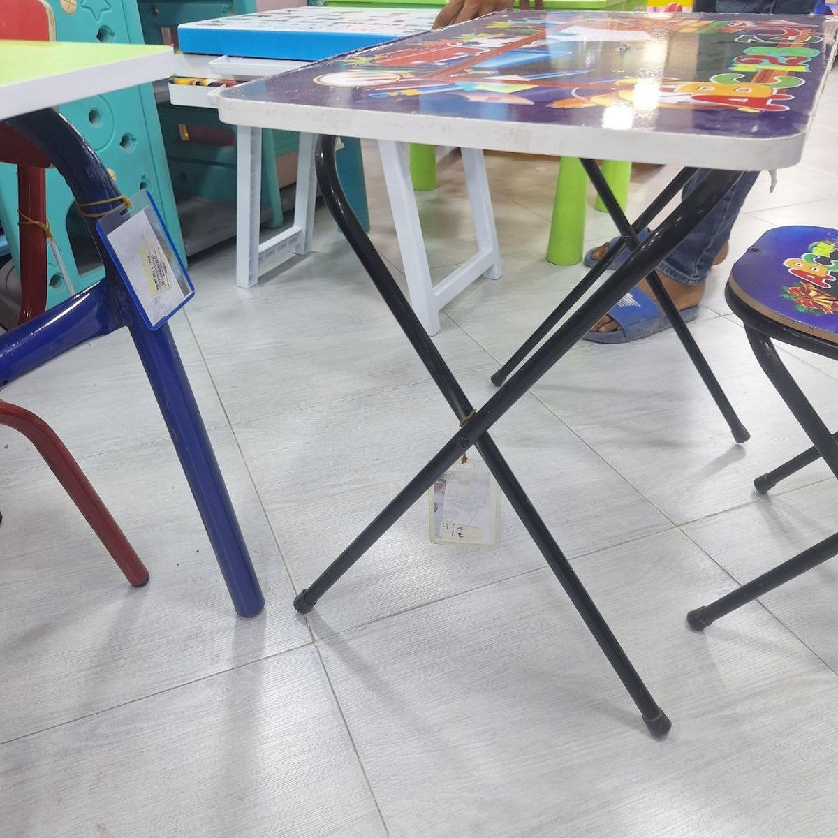 طقم طاولة وكرسي مدرسي قابل للطي بطبعة ABC | Folding Kids Study Desk Set