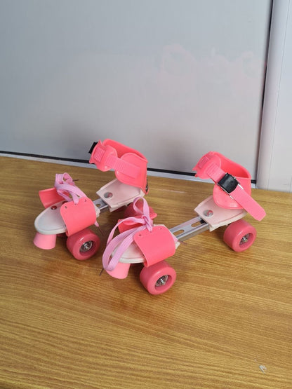 حذاء تزلج رباعي قابل للتعديل للأطفال باللون الوردي | Pink Adjustable Quad Roller Skates for Kids
